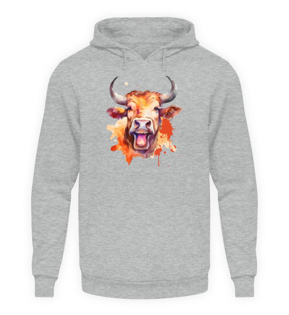 Muhende Kuh Wasserfarben · Unisex Kapuzenpullover Hoodie-Unisex Hoodie-Heather Sport Grey-XS-Agrarstarz
