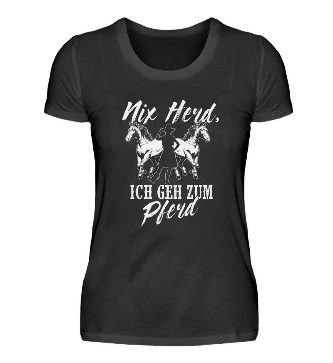 Nix Herd ich geh zum Pferd · Damen T-Shirt-Damen Basic T-Shirt-Black-S-Agrarstarz