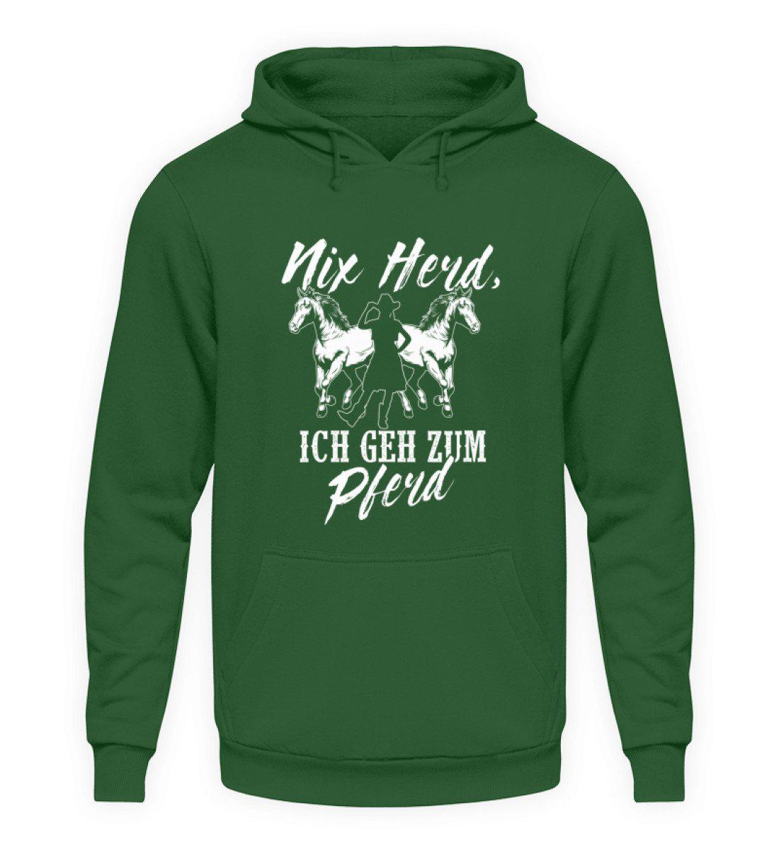 Nix Herd ich geh zum Pferd · Unisex Kapuzenpullover Hoodie-Unisex Hoodie-Bottle Green-S-Agrarstarz