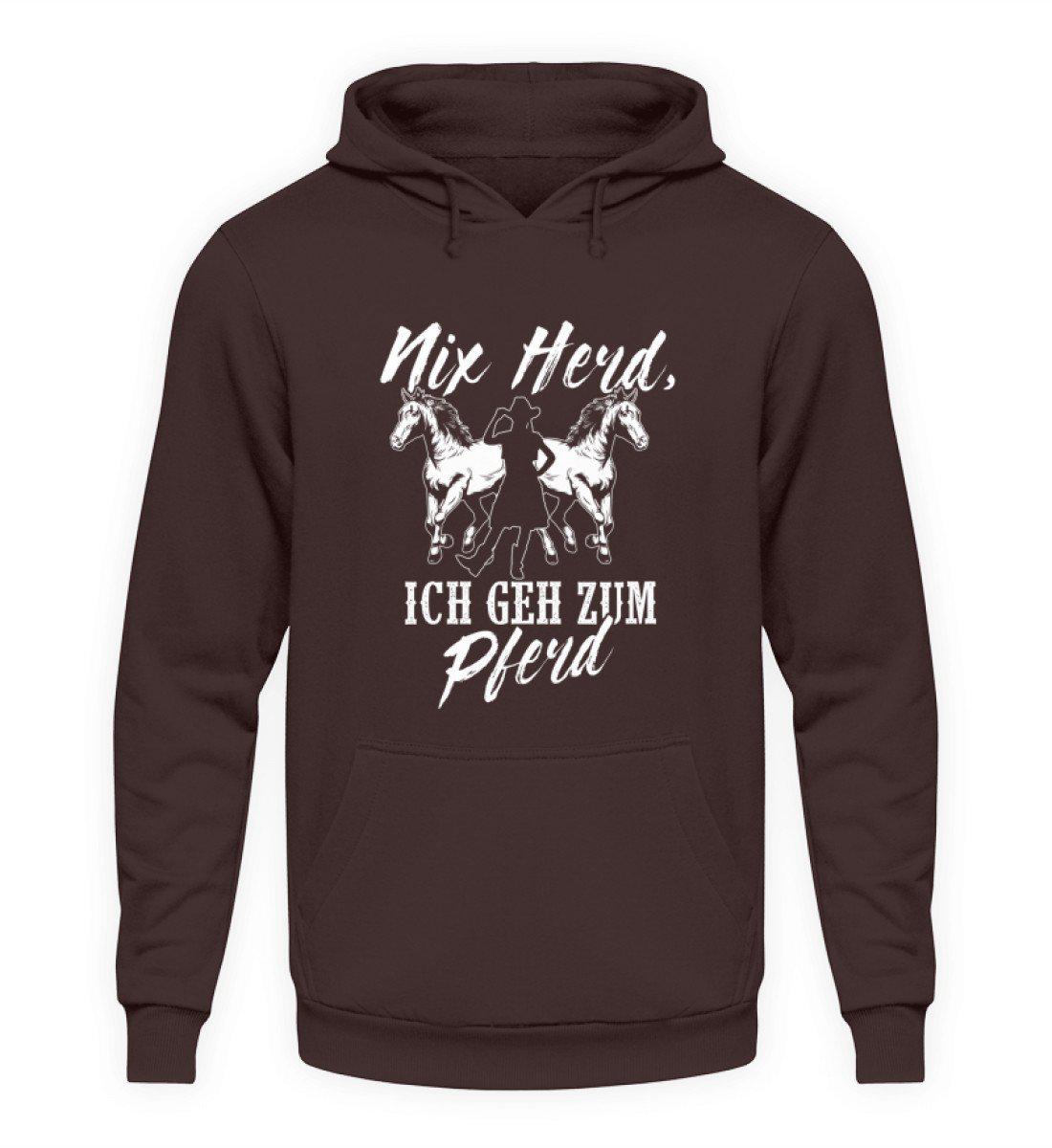 Nix Herd ich geh zum Pferd · Unisex Kapuzenpullover Hoodie-Unisex Hoodie-Hot Chocolate-S-Agrarstarz