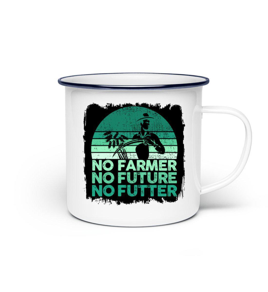 No Farmer No Future No Futter · Emaille Tasse-Emaille Tasse-White-Einheitsgröße-Agrarstarz