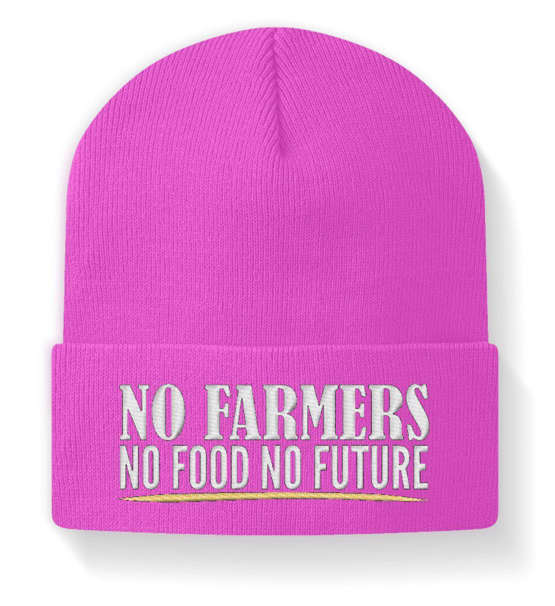No Farmers no food no future · Beanie Mütze-Beanie mit Stick-Fuchsia-M-Agrarstarz