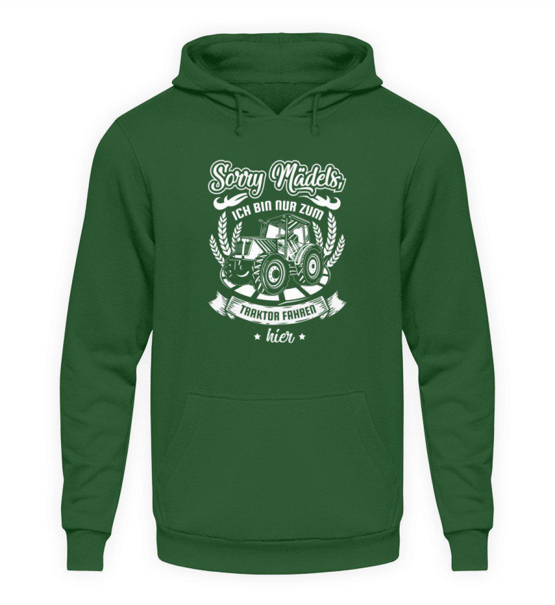 Nur zum Traktor fahren hier · Unisex Kapuzenpullover Hoodie-Unisex Hoodie-Bottle Green-S-Agrarstarz