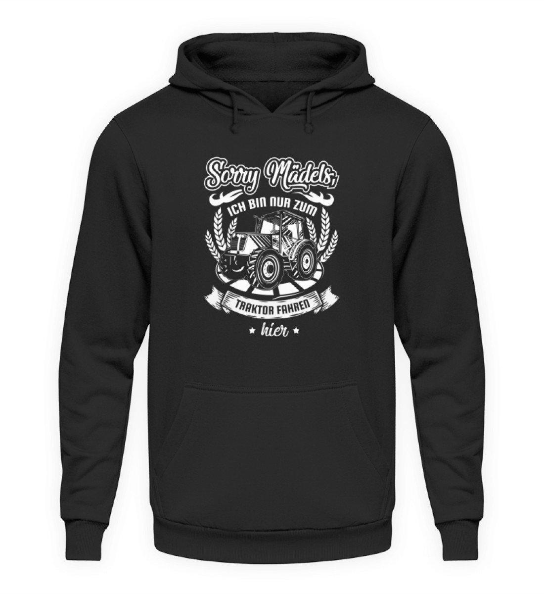 Nur zum Traktor fahren hier · Unisex Kapuzenpullover Hoodie-Unisex Hoodie-Jet Black-S-Agrarstarz