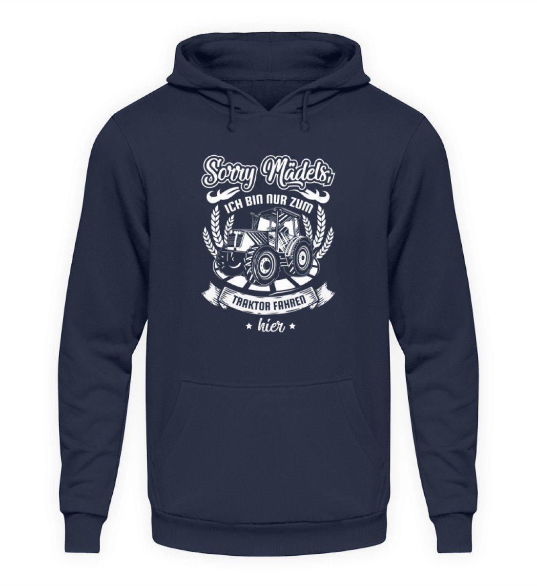 Nur zum Traktor fahren hier · Unisex Kapuzenpullover Hoodie-Unisex Hoodie-Oxford Navy-S-Agrarstarz