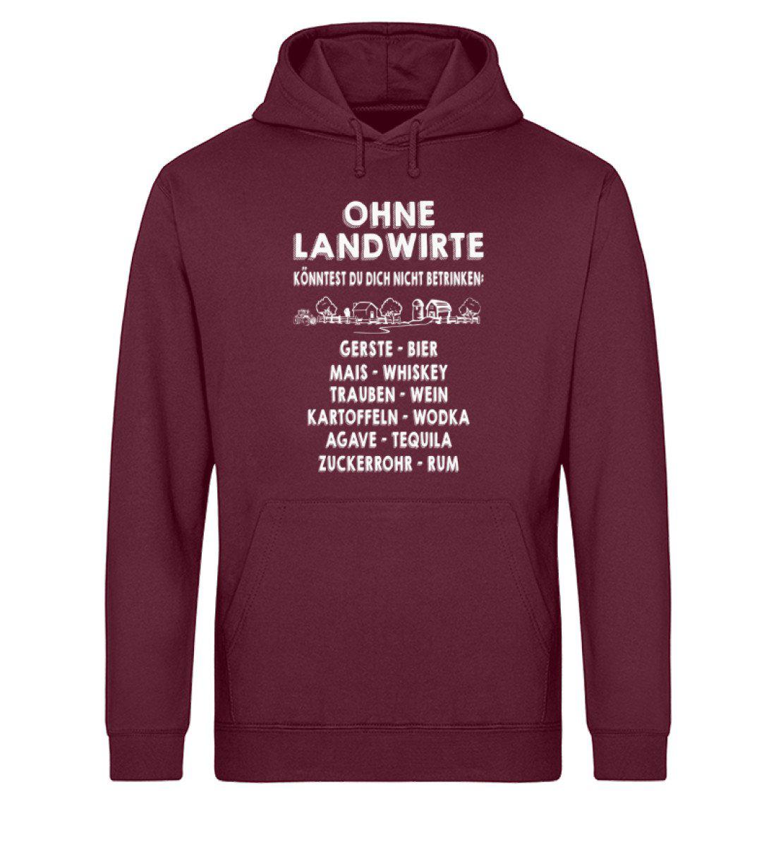 Ohne Landwirte kein Trinken · Unisex Organic Hoodie-Drummer Hoodie ST/ST-Burgundy-XS-Agrarstarz