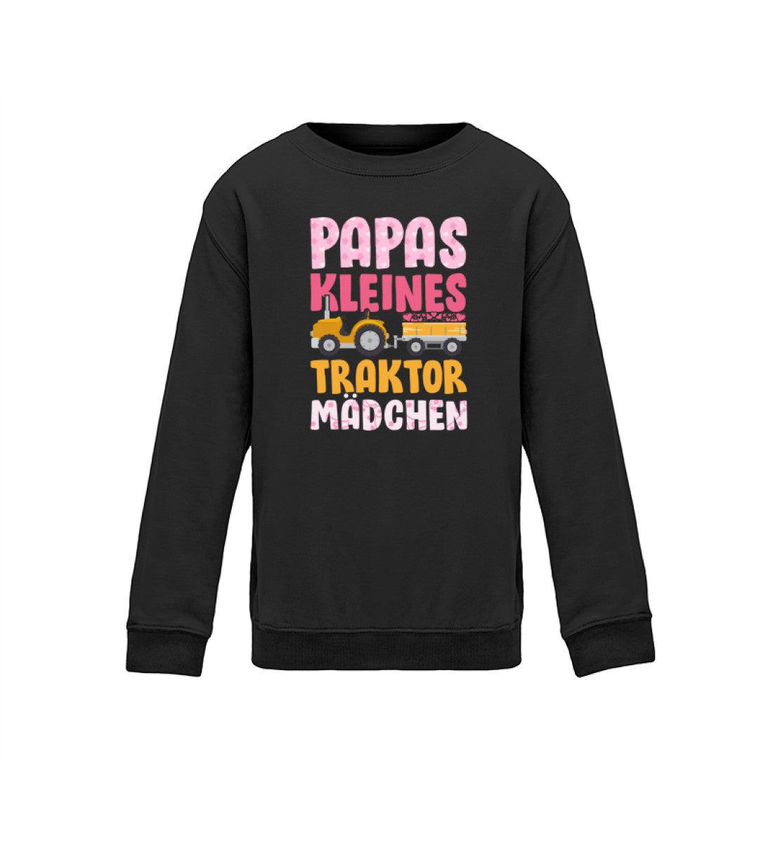 Papas kleines Traktormädchen · Kinder Sweatshirt-Kinder Sweatshirt-Jet Black-12/14 (152/164)-Agrarstarz
