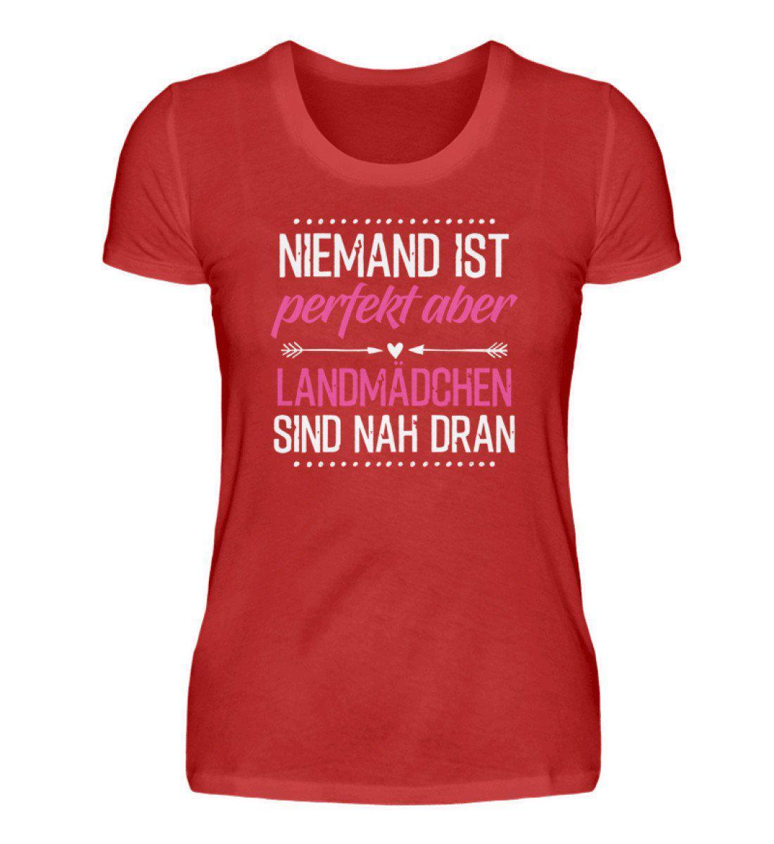 Perfekt Landmädchen · Damen T-Shirt-Damen Basic T-Shirt-Red-S-Agrarstarz