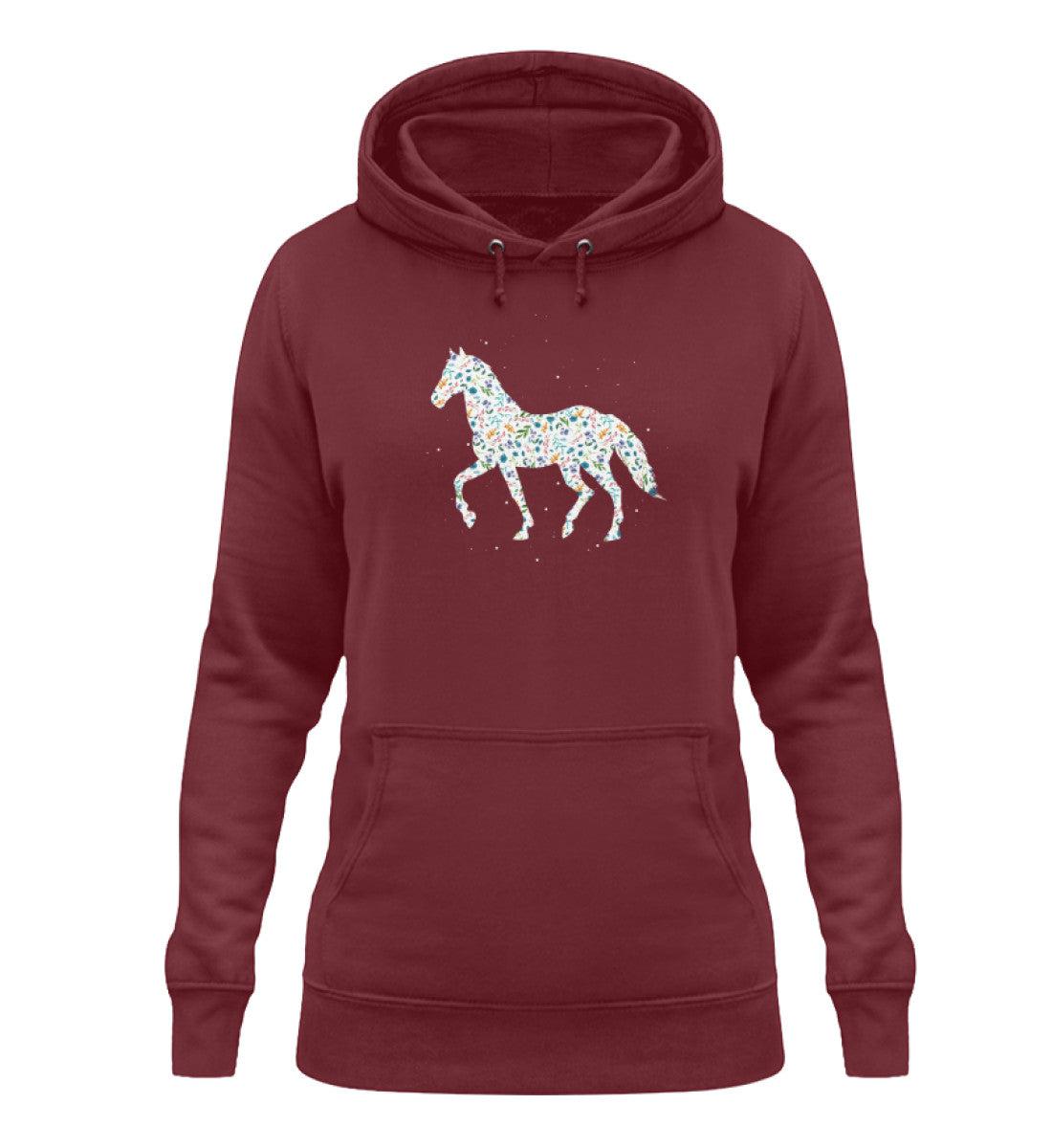 Pferd Blumen · Damen Hoodie-Damen Hoodie-Burgundy-XS-Agrarstarz