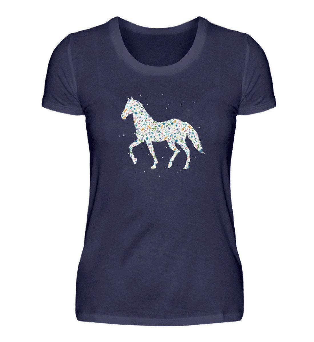 Pferd Blumen · Damen T-Shirt-Damen Basic T-Shirt-Navy-S-Agrarstarz