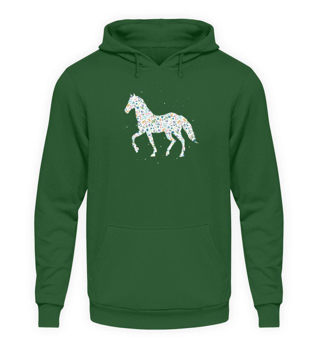 Pferd Blumen · Unisex Kapuzenpullover Hoodie-Unisex Hoodie-Bottle Green-S-Agrarstarz