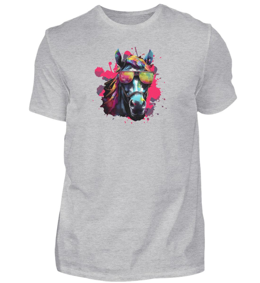 Pferd Sonnenbrille · Herren T-Shirt-Herren Basic T-Shirt-Heather Grey-S-Agrarstarz