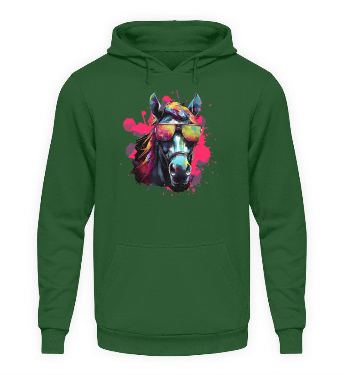 Pferd Sonnenbrille · Unisex Kapuzenpullover Hoodie-Unisex Hoodie-Bottle Green-XS-Agrarstarz