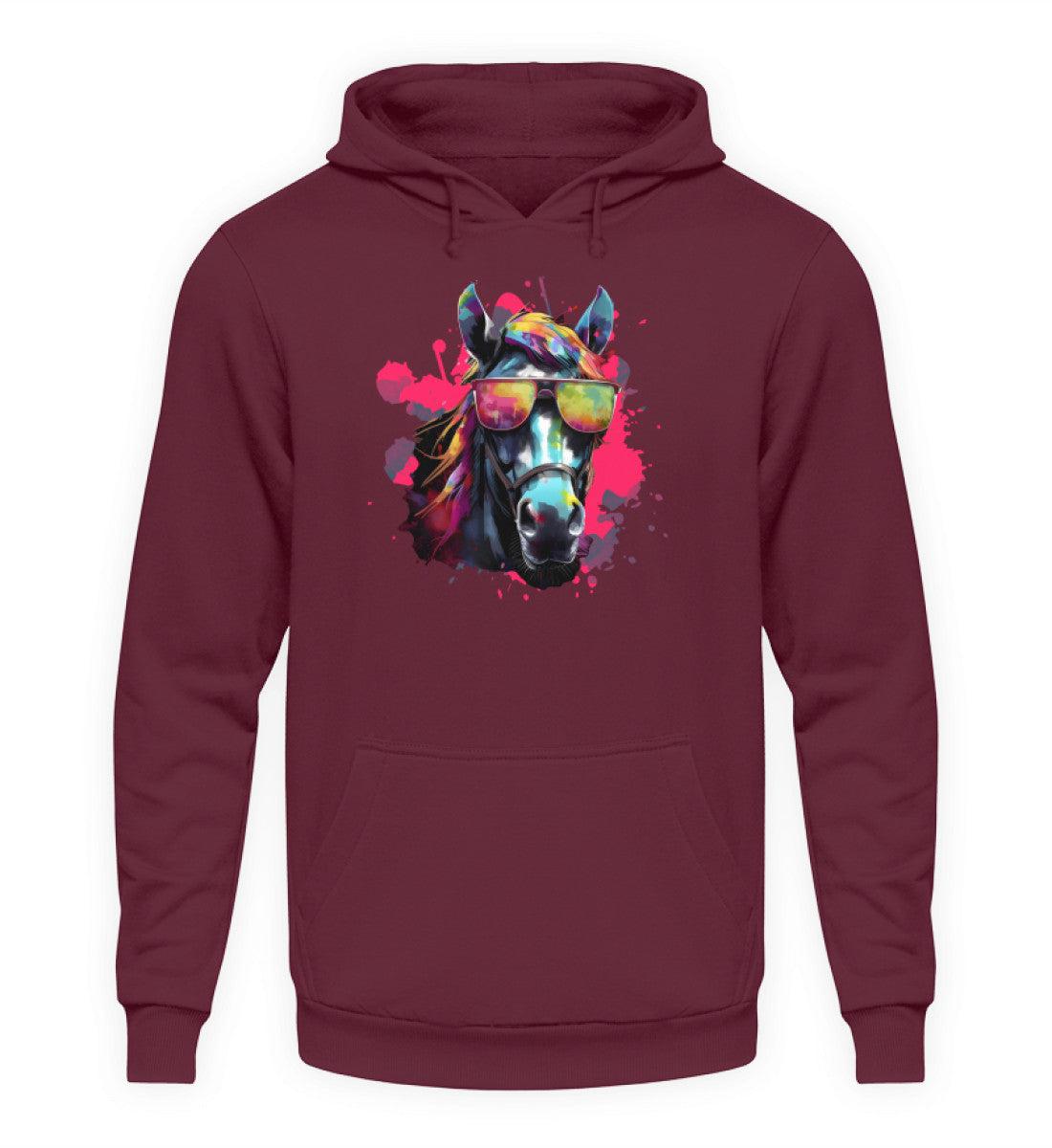 Pferd Sonnenbrille · Unisex Kapuzenpullover Hoodie-Unisex Hoodie-Burgundy-XS-Agrarstarz