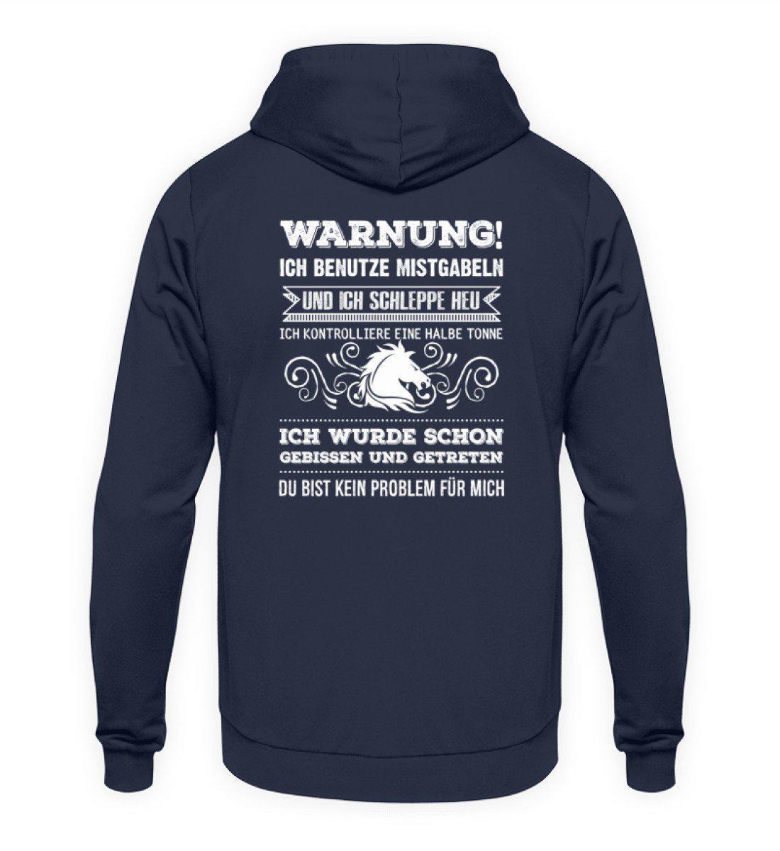 Pferd Warnung (Rückenprint) · Unisex Kapuzenpullover Hoodie-Unisex Hoodie-Oxford Navy-S-Agrarstarz