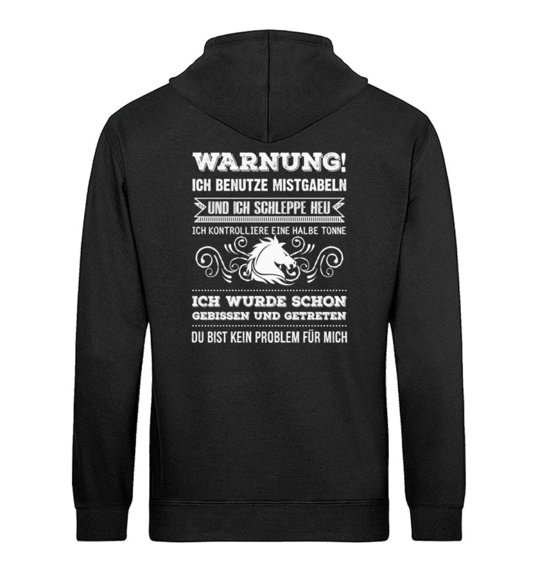 Pferd Warnung (Rückenprint) · Unisex Organic Hoodie-Drummer Hoodie ST/ST-Black-XS-Agrarstarz