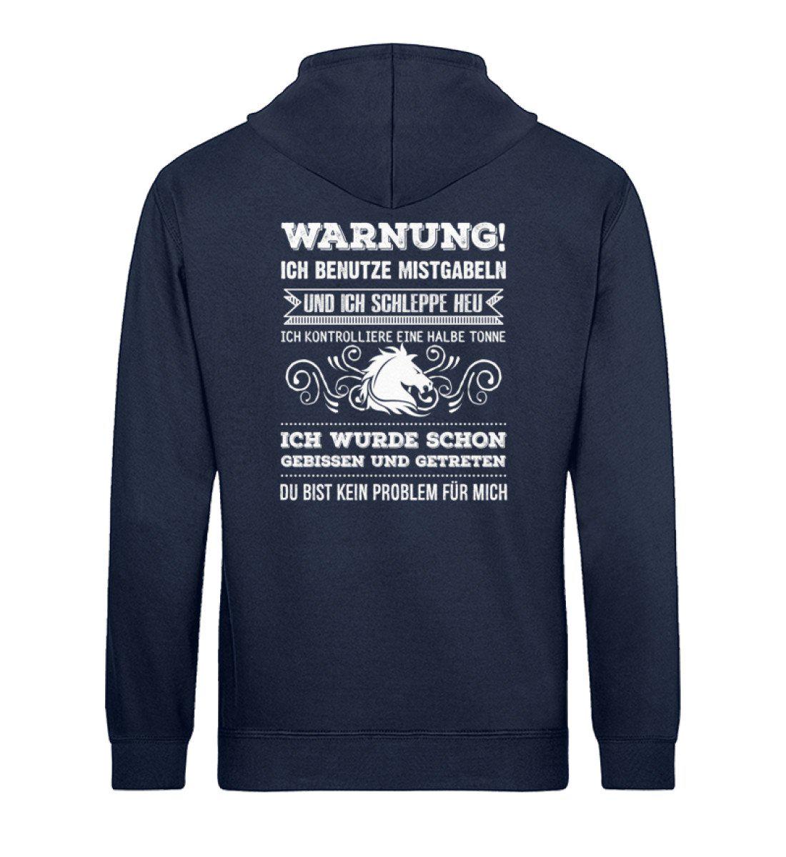 Pferd Warnung (Rückenprint) · Unisex Organic Hoodie-Drummer Hoodie ST/ST-French Navy-XS-Agrarstarz