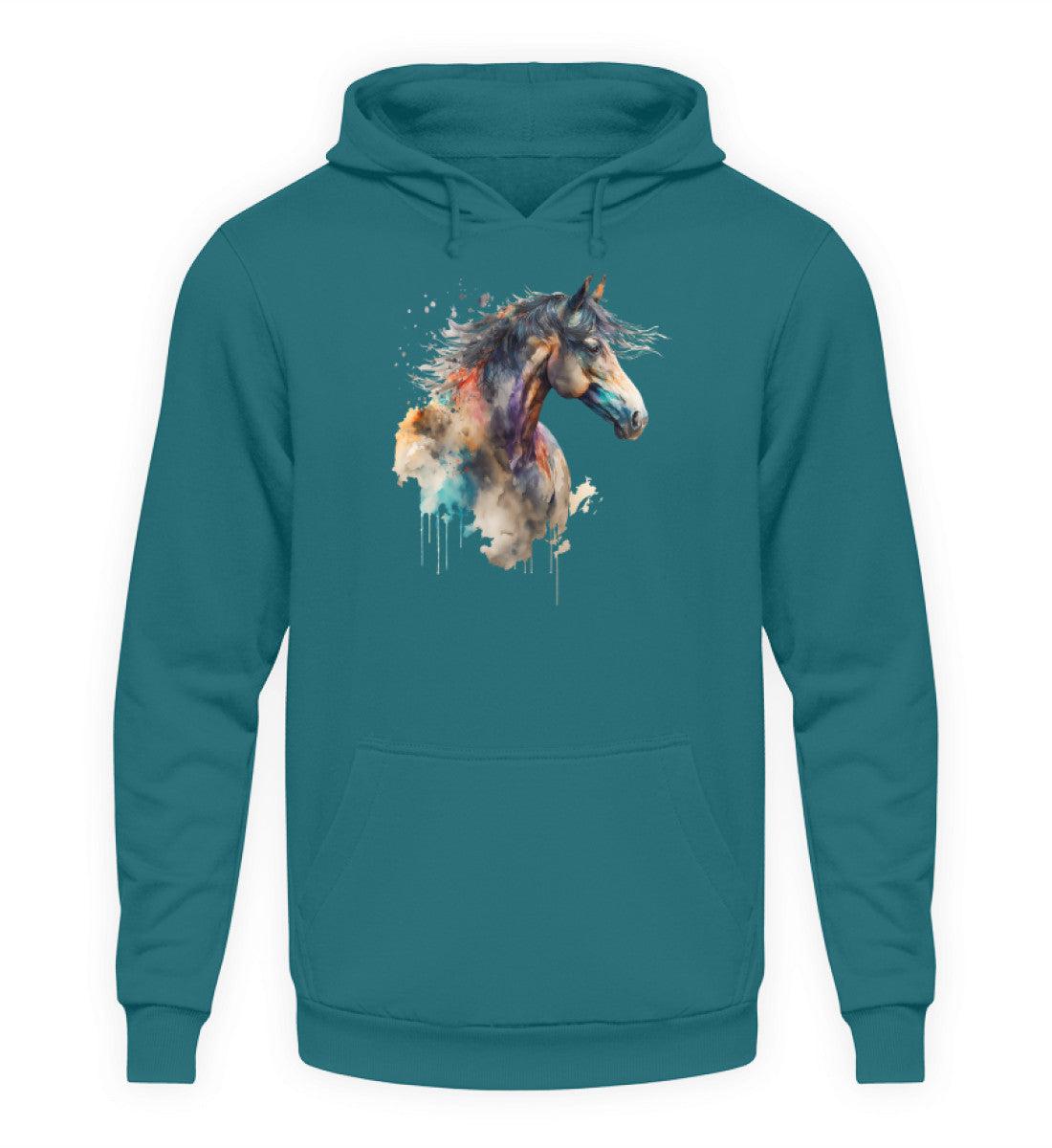 Pferd Wasserfarben 1 · Unisex Kapuzenpullover Hoodie-Unisex Hoodie-Airforce Blue-XS-Agrarstarz