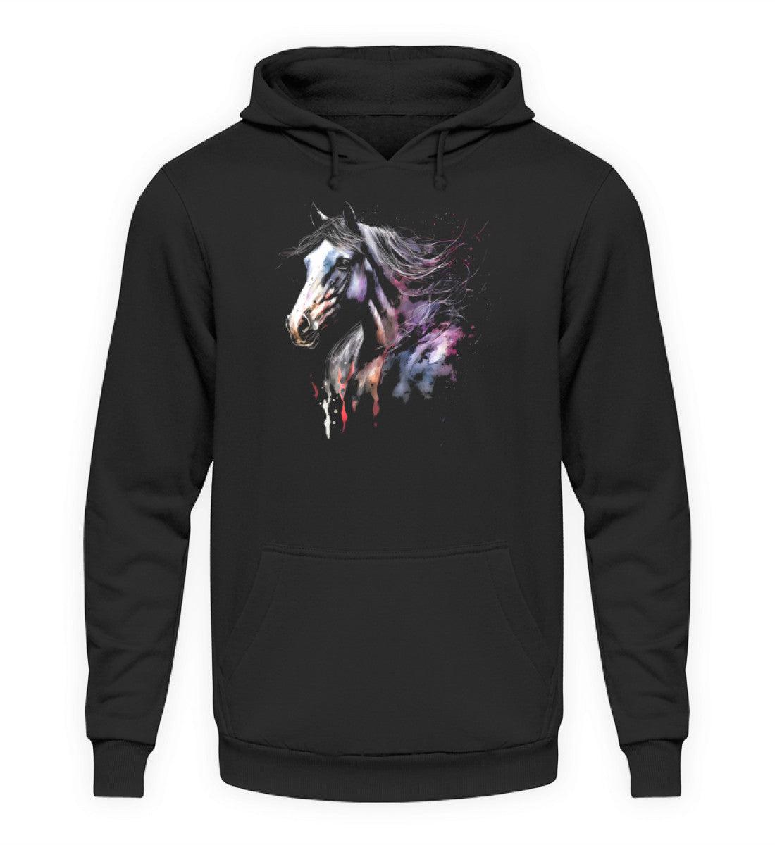Pferd Wasserfarben 2 · Unisex Kapuzenpullover Hoodie-Unisex Hoodie-Deep Black-XS-Agrarstarz