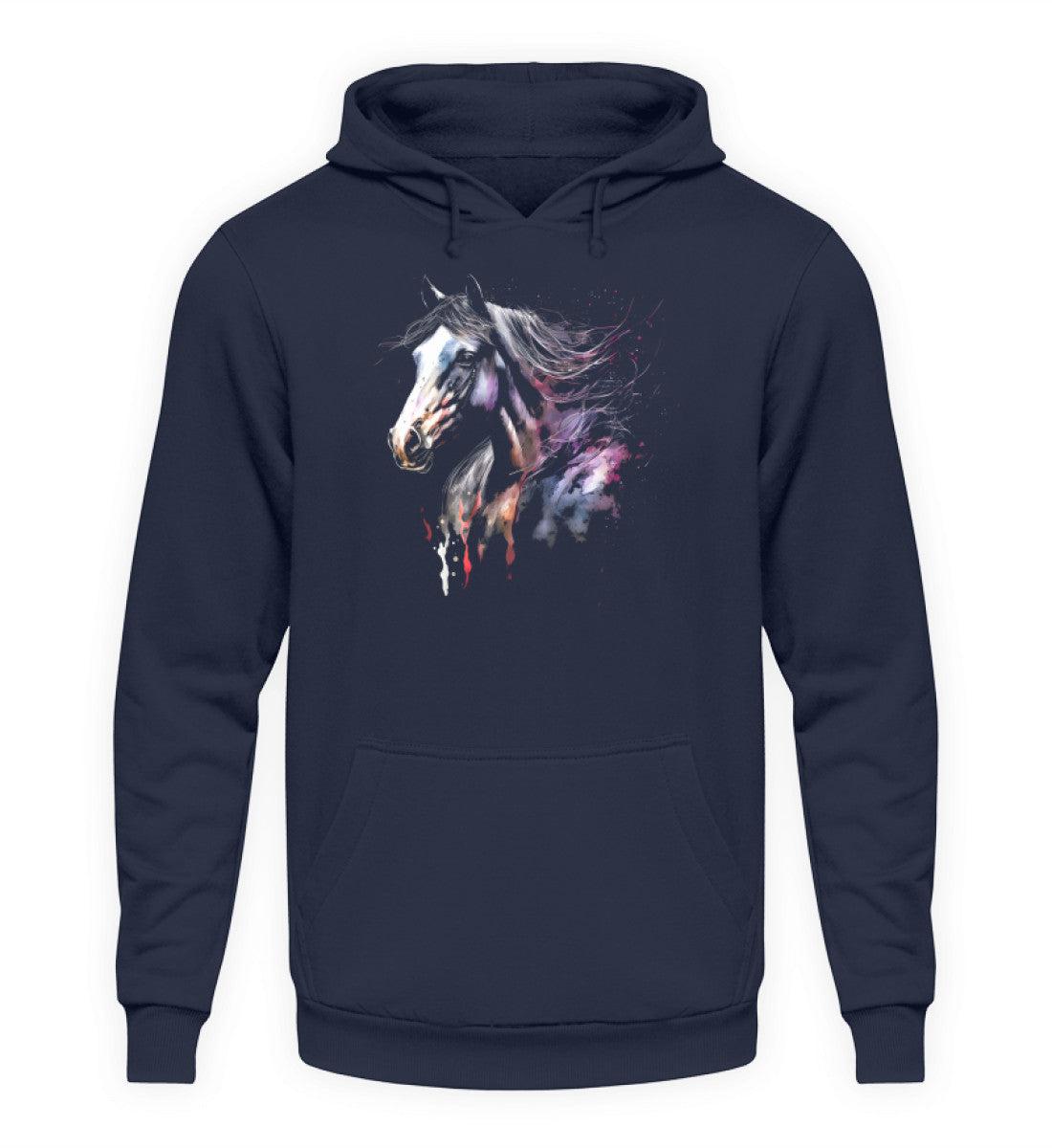 Pferd Wasserfarben 2 · Unisex Kapuzenpullover Hoodie-Unisex Hoodie-Oxford Navy-XS-Agrarstarz