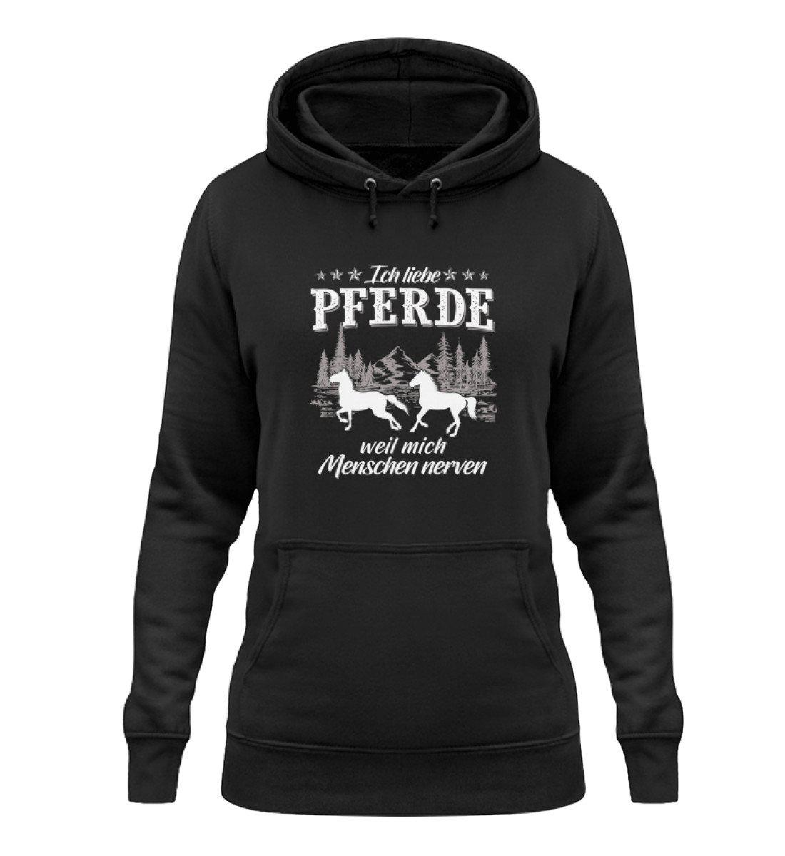 Pferde Menschen nerven · Damen Hoodie-Damen Hoodie-Jet Black-XS-Agrarstarz