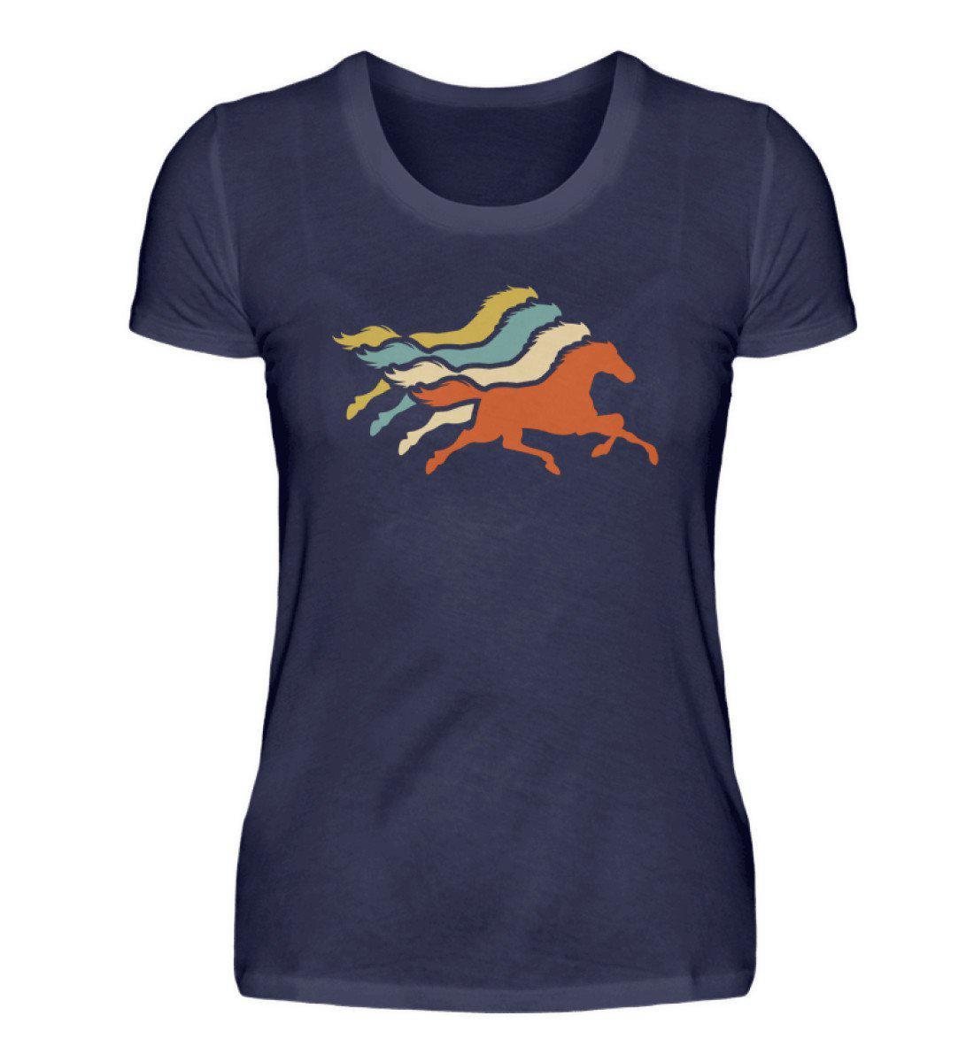 Pferde Retro · Damen T-Shirt-Damen Basic T-Shirt-Navy-S-Agrarstarz