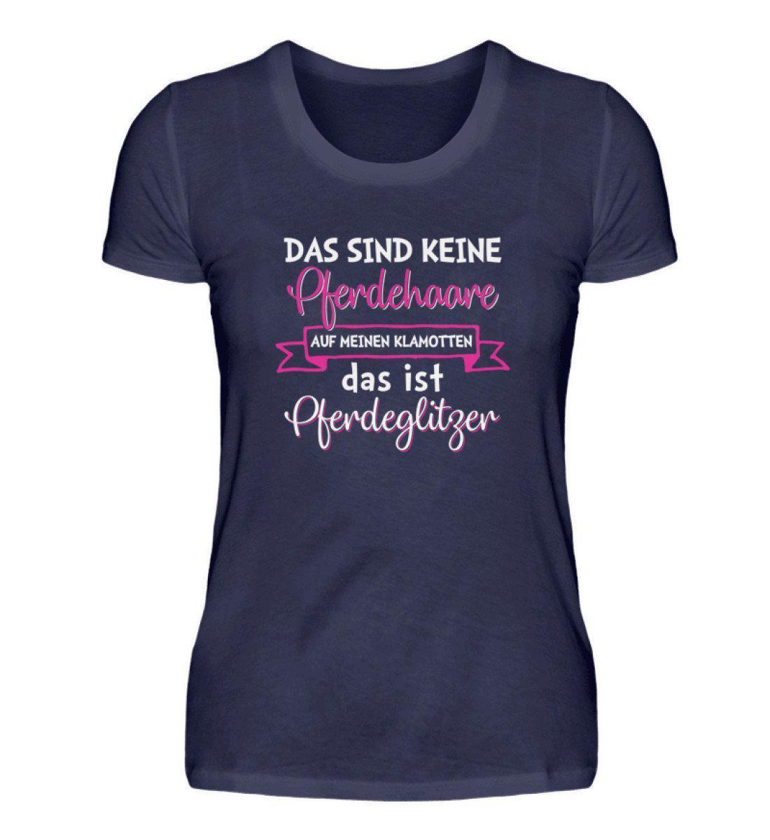 Pferdeglitzer Haare · Damen T-Shirt-Damen Basic T-Shirt-Navy-S-Agrarstarz