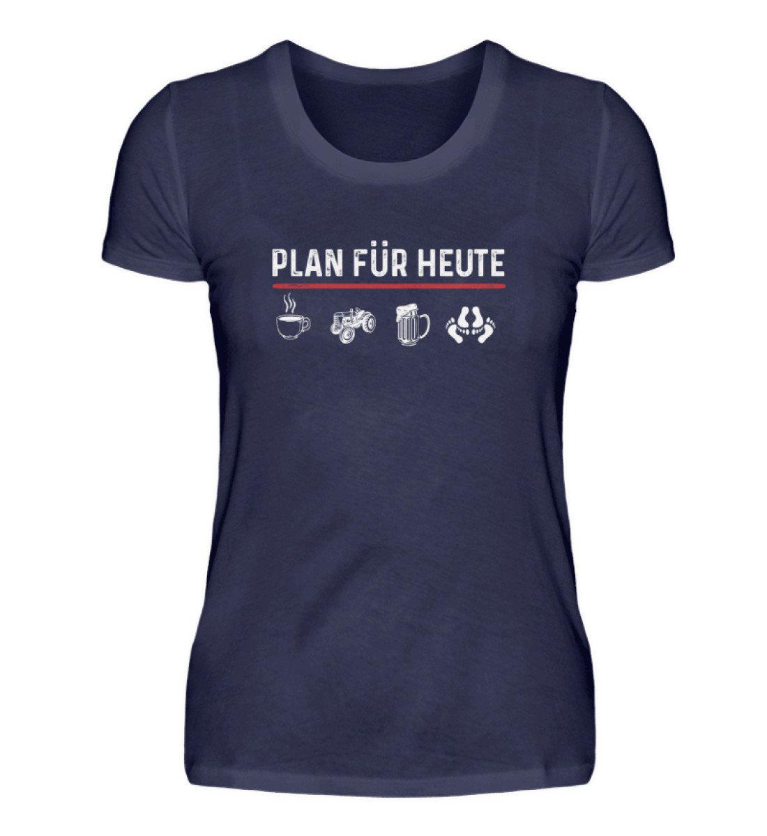 Plan für heute Traktor · Damen T-Shirt-Damen Basic T-Shirt-Navy-S-Agrarstarz