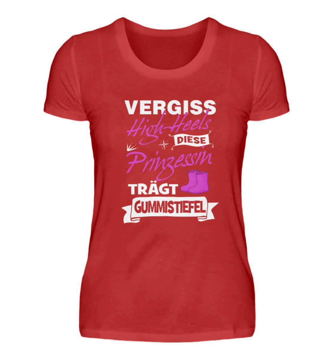Prinzessin High-Heels Gummistiefel · Damen T-Shirt-Damen Basic T-Shirt-Red-S-Agrarstarz