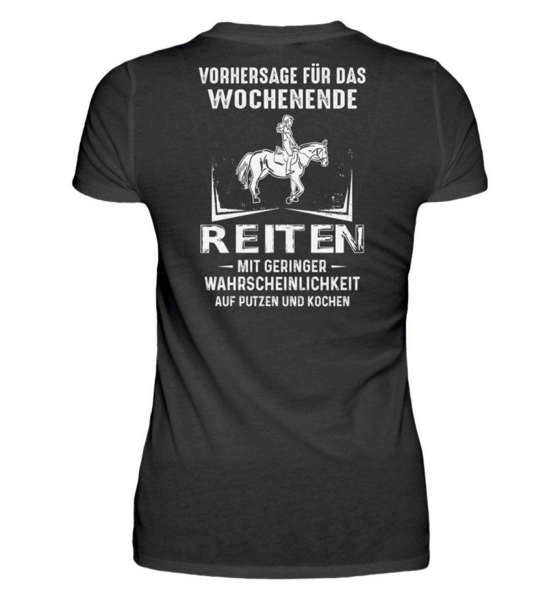 Reiten Vorhersage (Rückenprint) · Damen T-Shirt-Damen Basic T-Shirt-Black-S-Agrarstarz