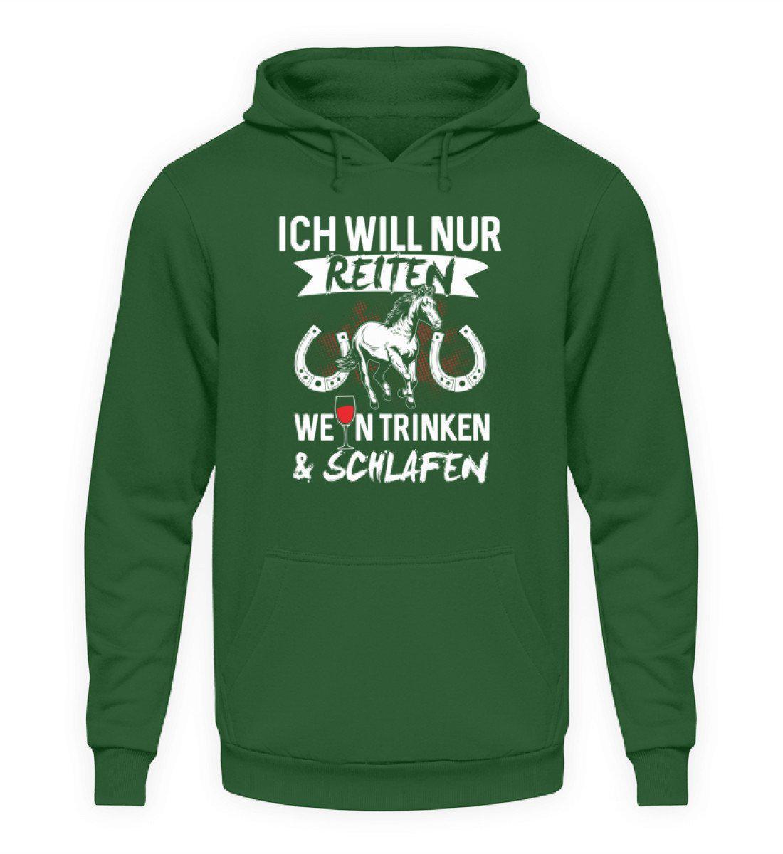 Reiten Wein trinken · Unisex Kapuzenpullover Hoodie-Unisex Hoodie-Bottle Green-S-Agrarstarz