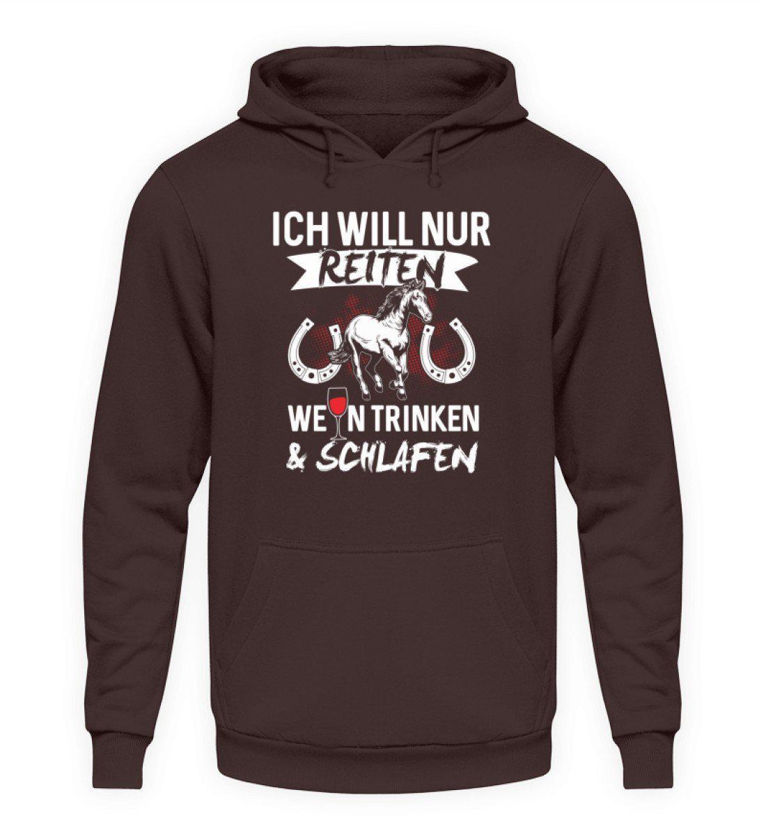 Reiten Wein trinken · Unisex Kapuzenpullover Hoodie-Unisex Hoodie-Hot Chocolate-S-Agrarstarz