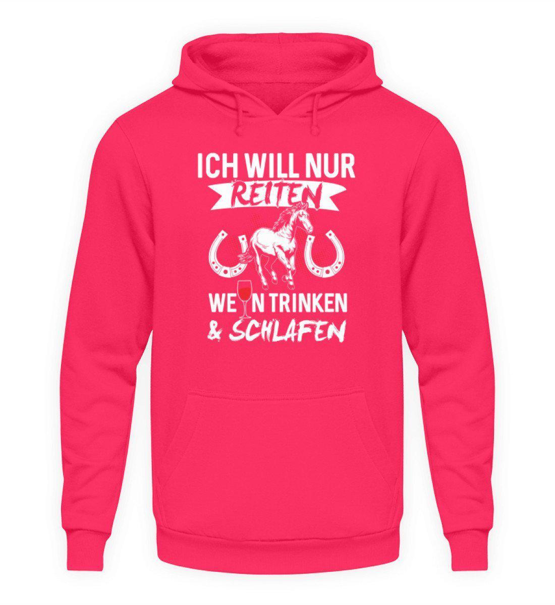 Reiten Wein trinken · Unisex Kapuzenpullover Hoodie-Unisex Hoodie-Hot Pink-S-Agrarstarz