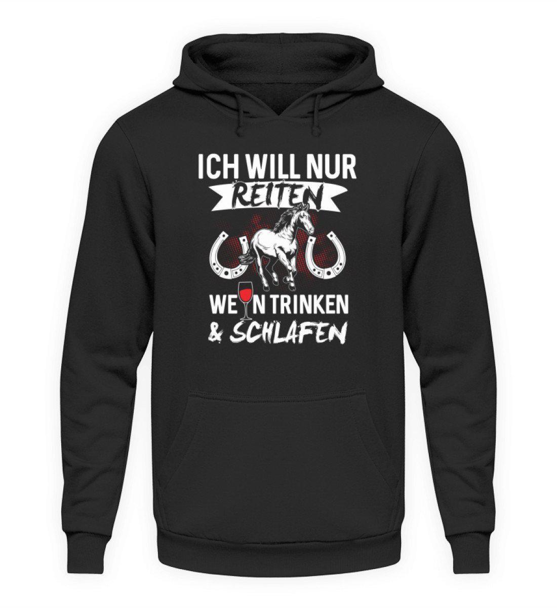 Reiten Wein trinken · Unisex Kapuzenpullover Hoodie-Unisex Hoodie-Jet Black-S-Agrarstarz