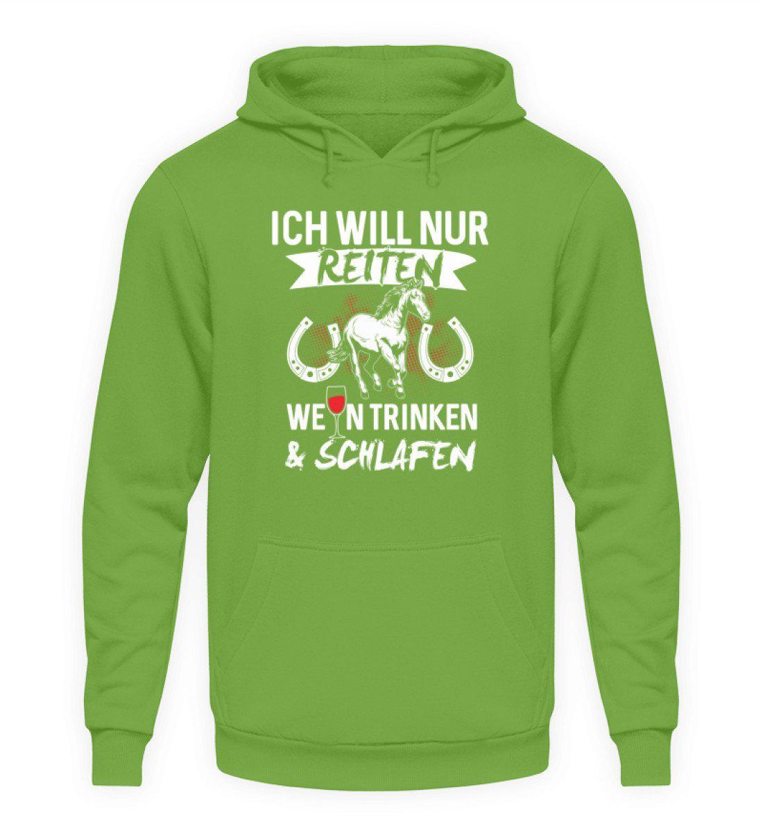 Reiten Wein trinken · Unisex Kapuzenpullover Hoodie-Unisex Hoodie-LimeGreen-S-Agrarstarz