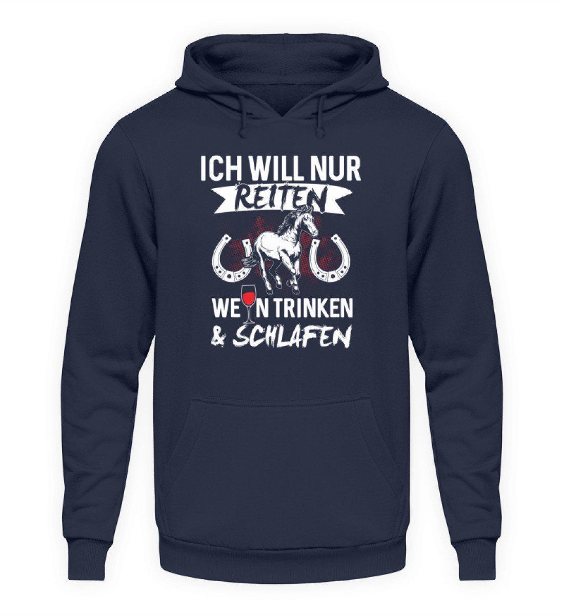 Reiten Wein trinken · Unisex Kapuzenpullover Hoodie-Unisex Hoodie-Oxford Navy-S-Agrarstarz