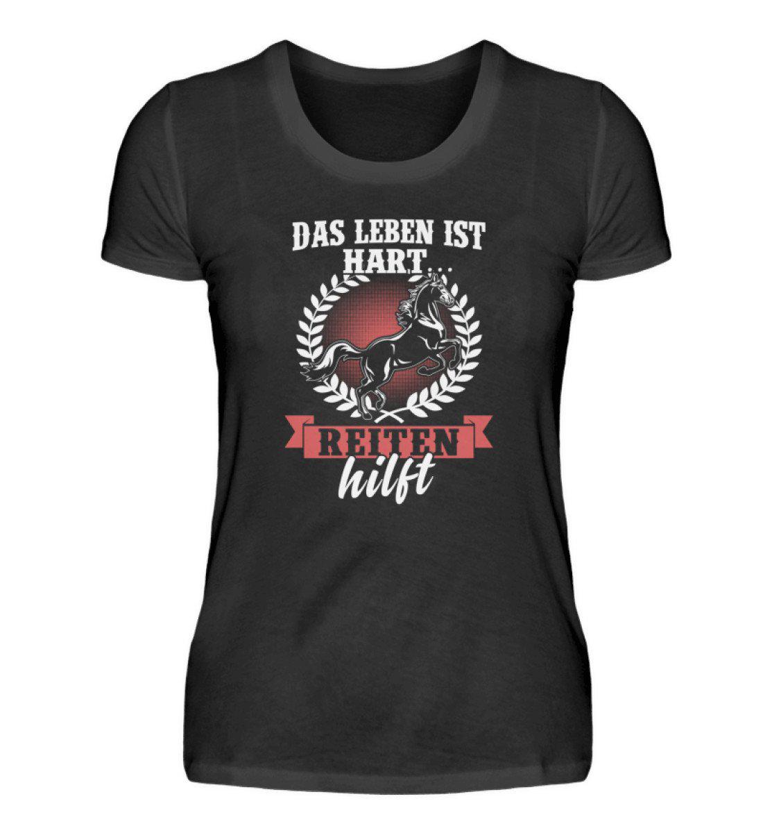 Reiten hilft · Damen T-Shirt-Damen Basic T-Shirt-Black-S-Agrarstarz