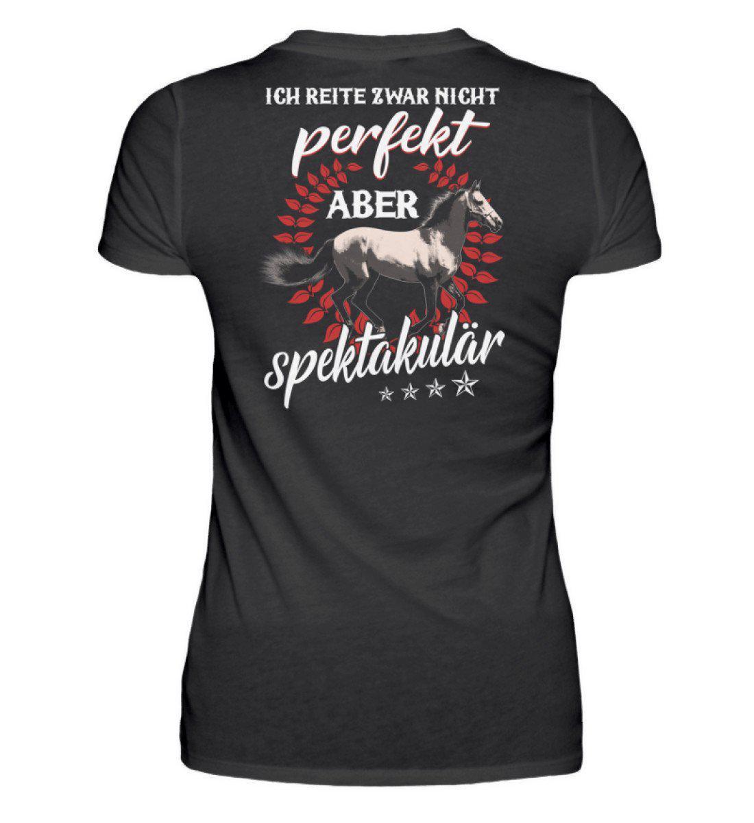 Reiten spektakulär (Rückenprint) · Damen T-Shirt-Damen Basic T-Shirt-Black-S-Agrarstarz