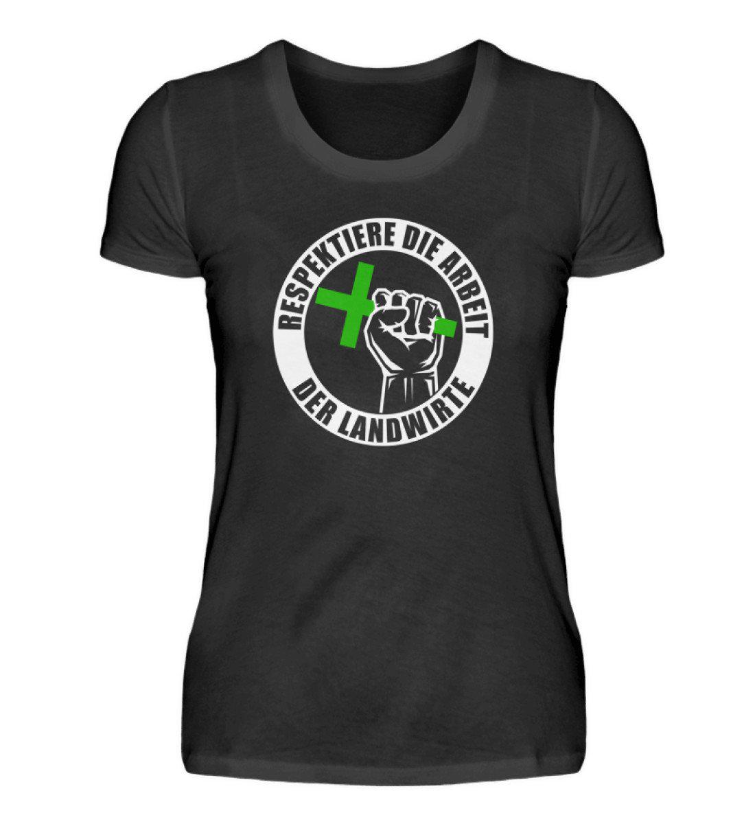 Respektiert Landwirte · Damen T-Shirt-Damen Basic T-Shirt-Black-S-Agrarstarz