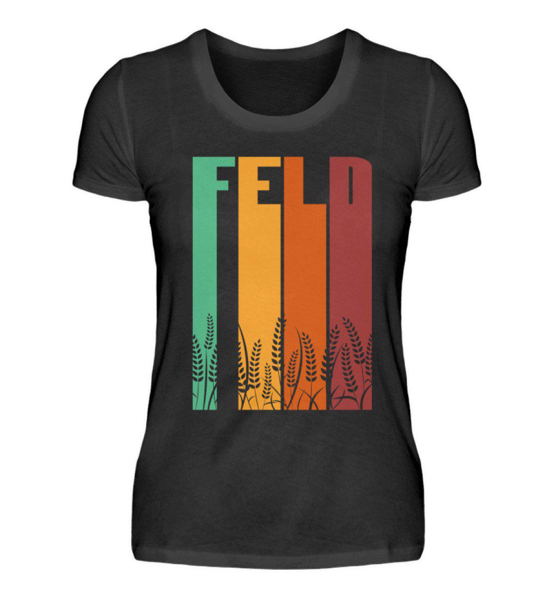 Retro Feld · Damen T-Shirt-Damen Basic T-Shirt-Black-S-Agrarstarz