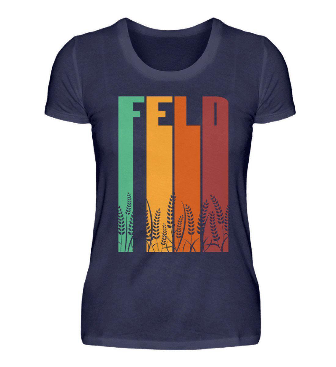 Retro Feld · Damen T-Shirt-Damen Basic T-Shirt-Navy-S-Agrarstarz