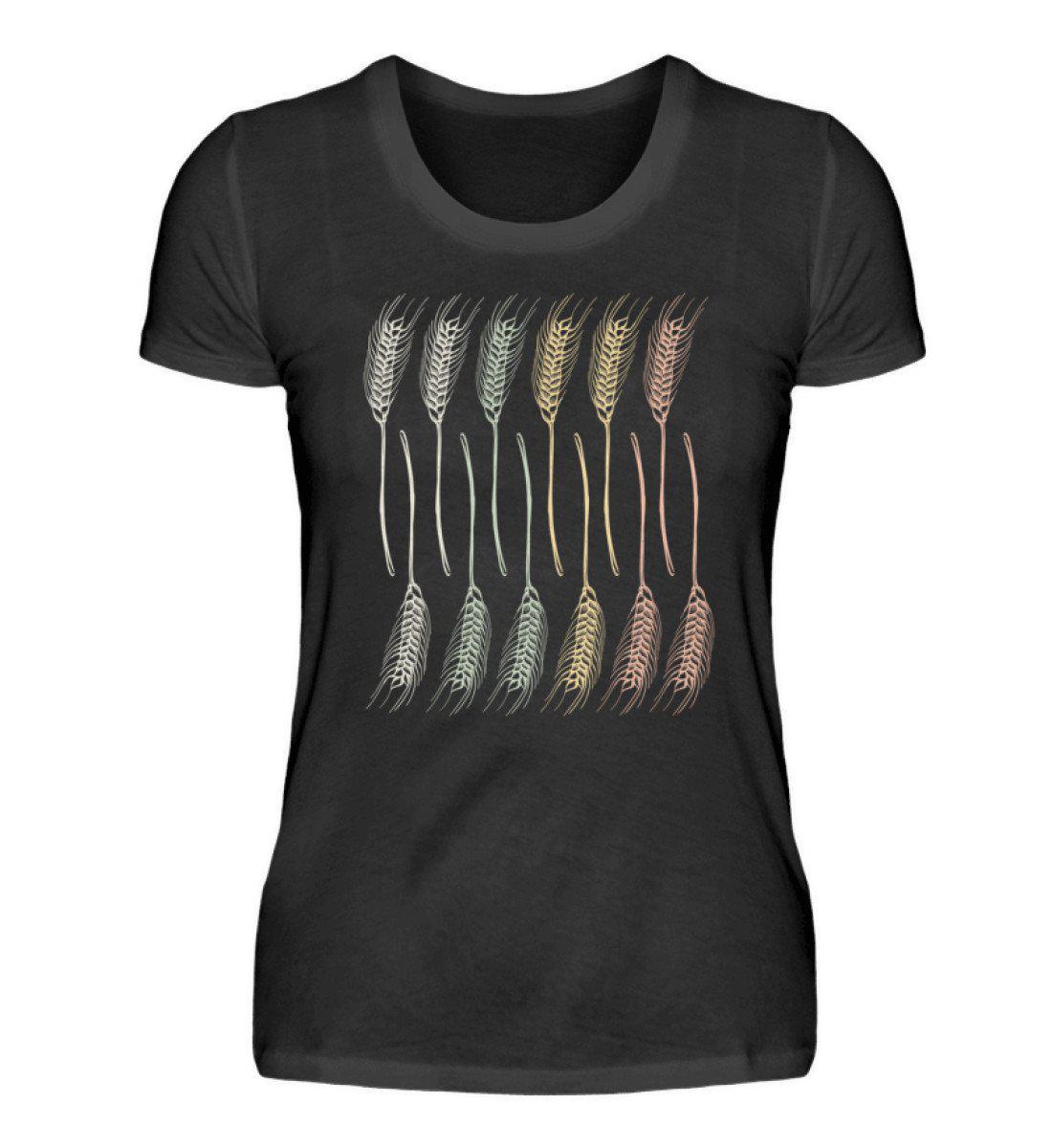 Retro Getreide Vertikum · Damen T-Shirt-Damen Basic T-Shirt-Black-S-Agrarstarz
