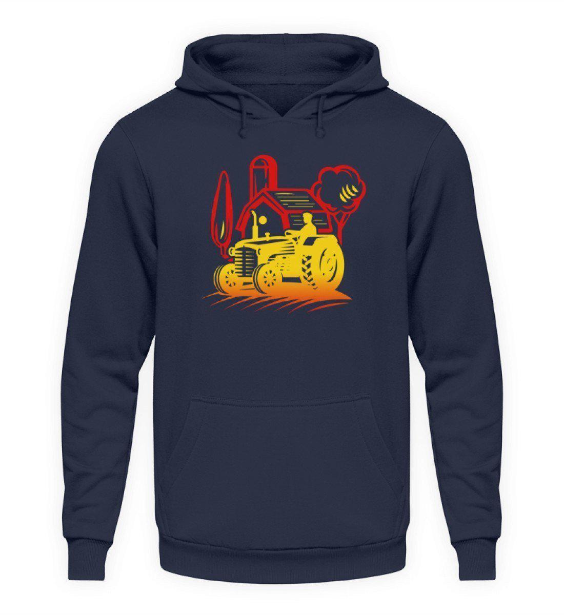 Retro Traktor Hof · Unisex Kapuzenpullover Hoodie-Unisex Hoodie-Oxford Navy-L-Agrarstarz