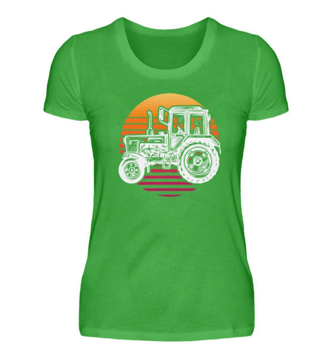 Retro Traktor Sonne · Damen T-Shirt-Damen Basic T-Shirt-Green Apple-S-Agrarstarz