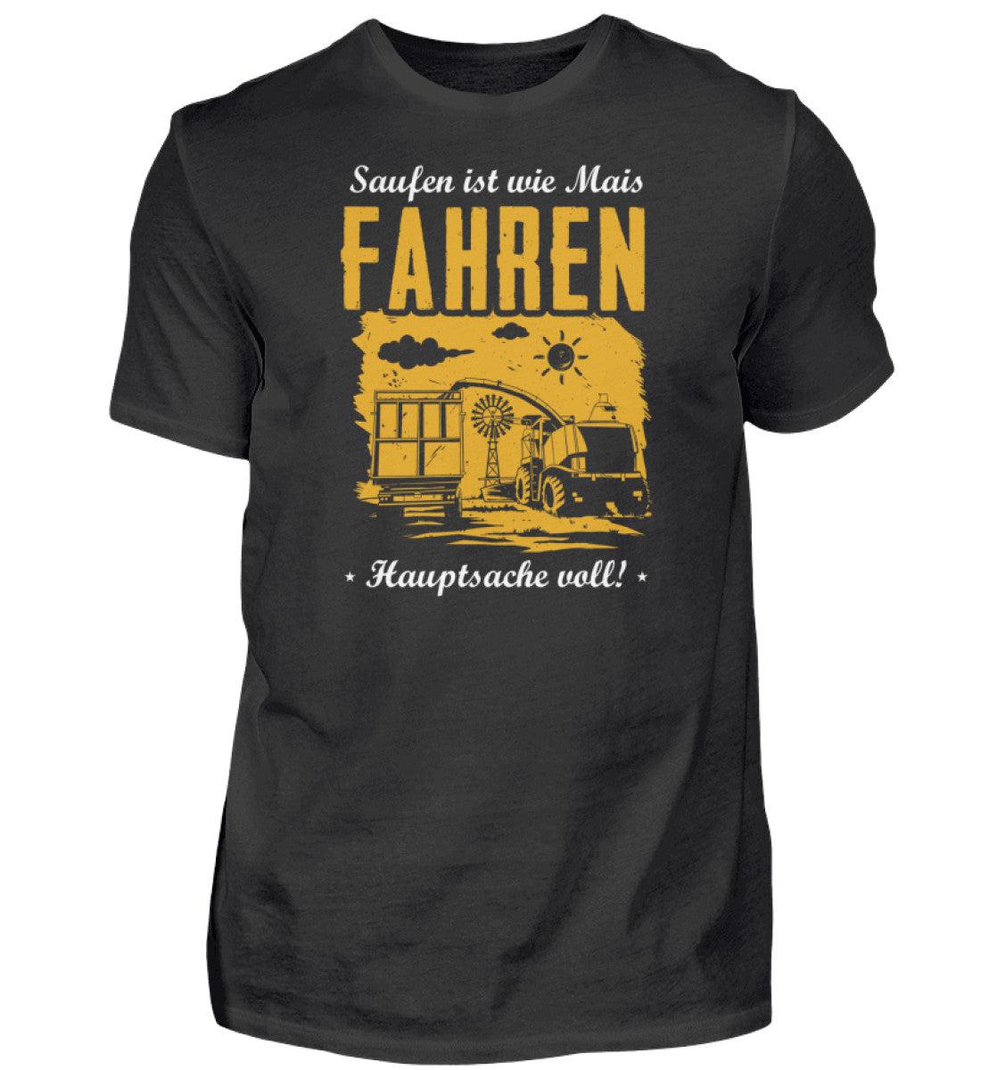 Saufen ist wie Mais fahren · Herren T-Shirt-Herren Basic T-Shirt-Black-S-Agrarstarz