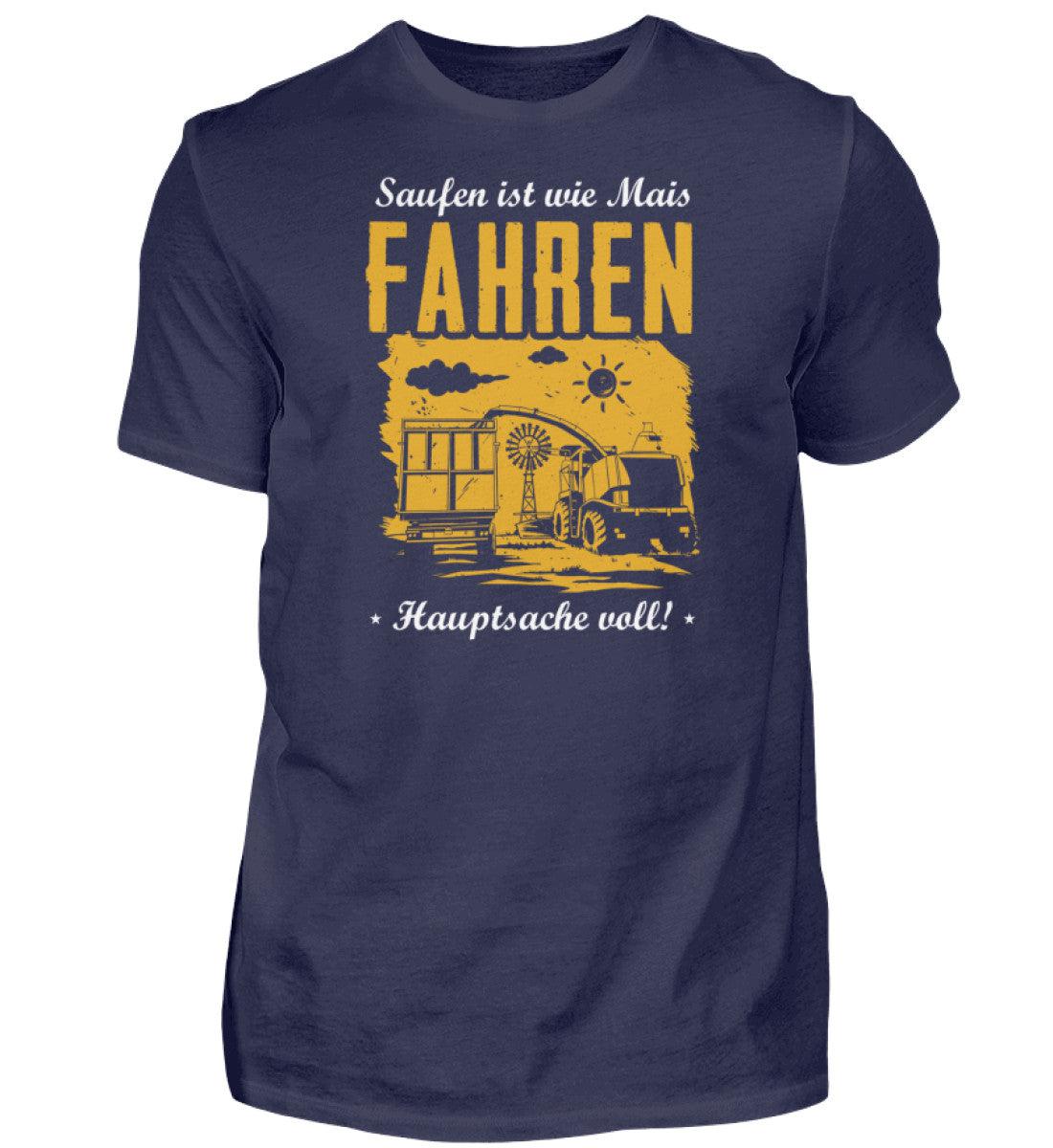 Saufen ist wie Mais fahren · Herren T-Shirt-Herren Basic T-Shirt-Navy-S-Agrarstarz