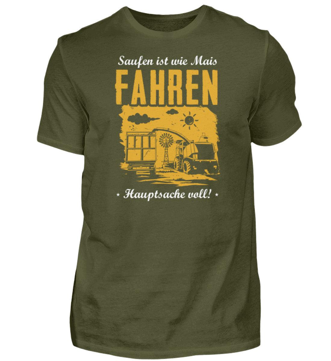 Saufen ist wie Mais fahren · Herren T-Shirt-Herren Basic T-Shirt-Urban Khaki-S-Agrarstarz
