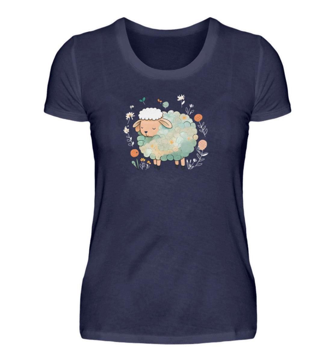 Schaf Blumen · Damen T-Shirt-Damen Basic T-Shirt-Navy-S-Agrarstarz