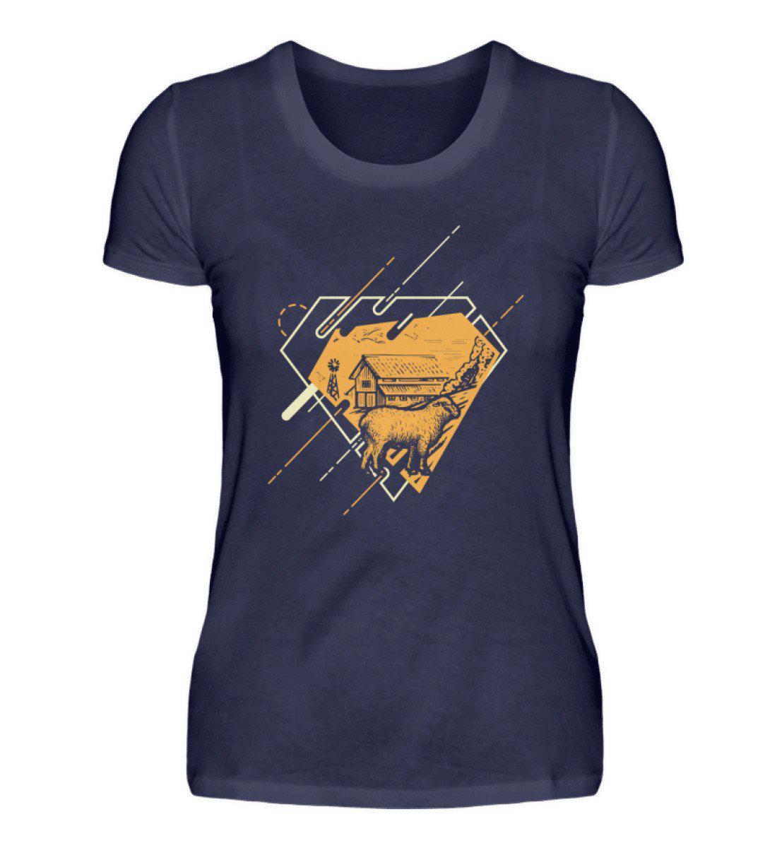 Schaf Geometric 2 · Damen T-Shirt-Damen Basic T-Shirt-Navy-S-Agrarstarz