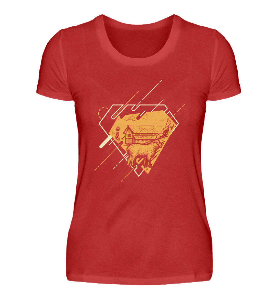 Schaf Geometric 2 · Damen T-Shirt-Damen Basic T-Shirt-Red-S-Agrarstarz